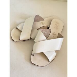 Seychelles Chai Slide Sandals 6.5 White Leather Travel Resort Beach Square